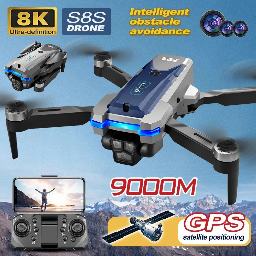 Dron Rc Quadcopter - Складной Квадрокоптер S8S, GPS, Wi-Fi, 8K